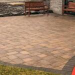 Paved patio with furniture